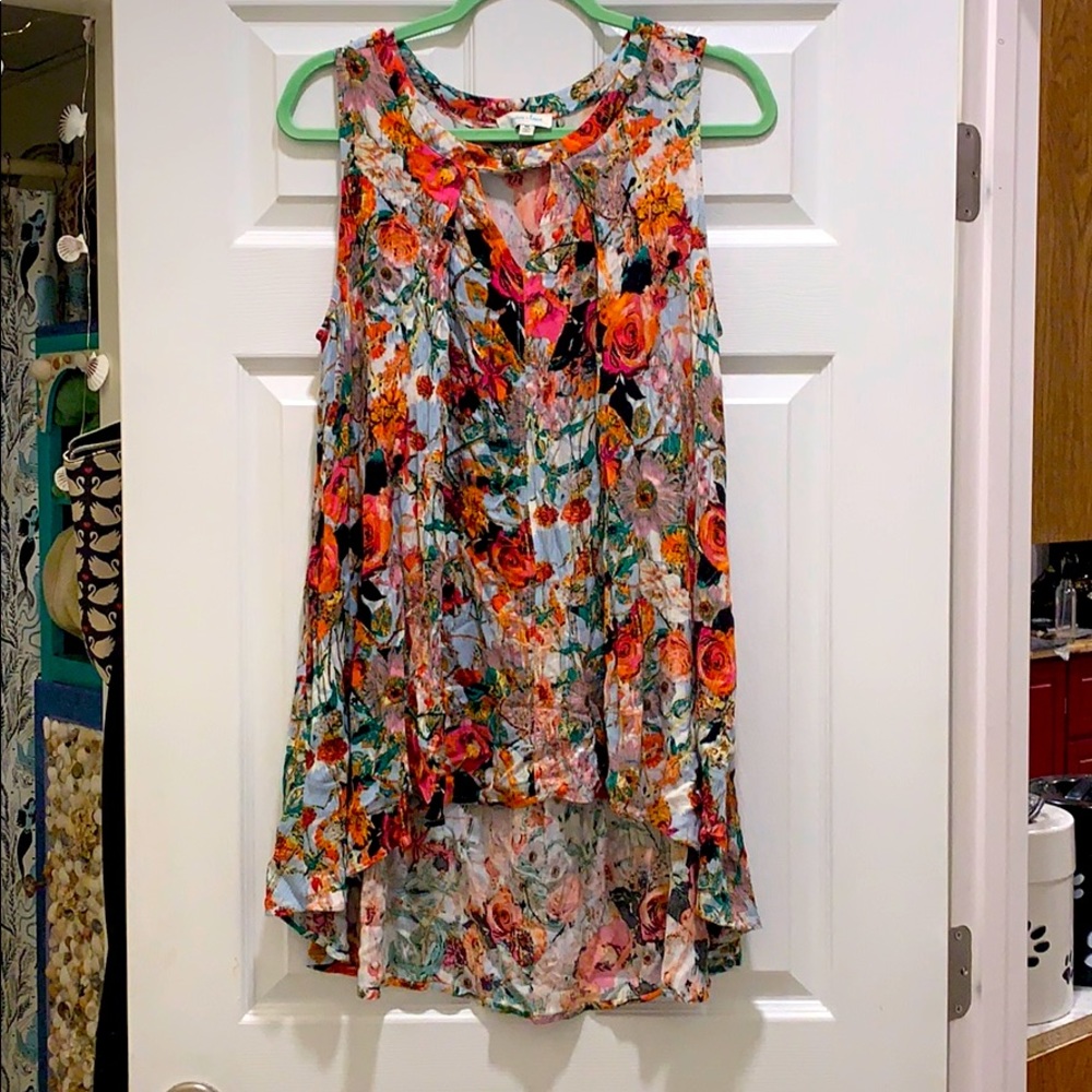 Floral High-Low Tunic Top